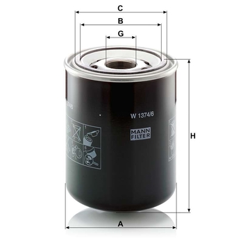 Filtru hidraulic - MANN-FILTER [W 1374/6]