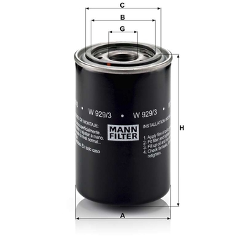 Filtru ulei - MANN-FILTER [W 929/3]
