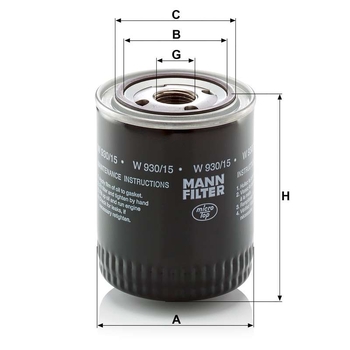 Filtru ulei - MANN-FILTER [W 930/15]