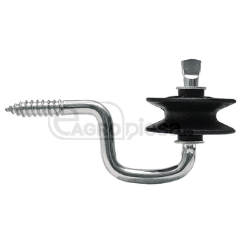 Izolator de colt - cu rola plastic pe carlig cu filet lemn 7mm, ptr gard electric (25buc) - GRANIT [580010]