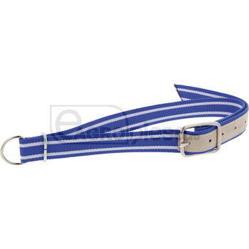 Zgarda bovine din trevira 40x1300, albastra, intarita cu piele, cu catarama si inel D Ø6 - GRANIT [580580217]