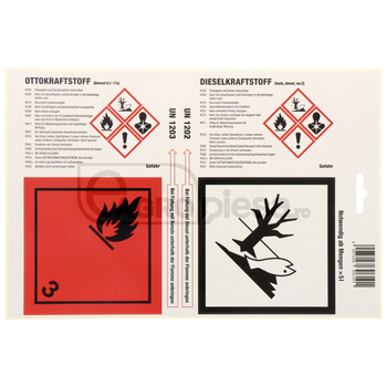 Eticheta autoadeziva benzina/diesel 182x275 (25buc) - Hunersdorff [32270873]