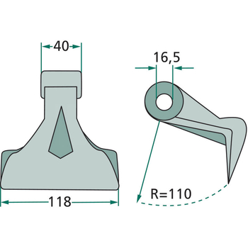 Ciocan batator - 118mm, 16,5x40, R110 - tocator vegetale Maletti s.a. - GRANIT [18063-RM-66]