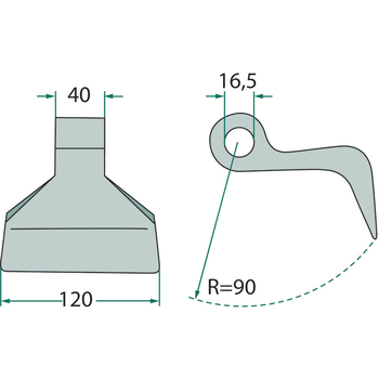 Ciocan batator - 120mm, Ø16,5x40, R90 - tocator resturi vegetale - GRANIT [18063-RM-8]