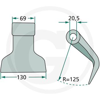 Ciocan batator - 130mm, Ø20,5x69, R125 - tocator resturi vegetale - GRANIT [18063-RM-63]
