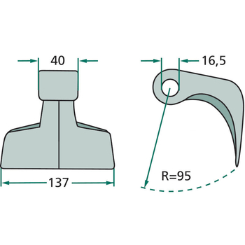 Ciocan batator - 137mm, Ø16,5x40, R95 - tocator vegetale Breviglieri s.a. - GRANIT [18063-RM-6]