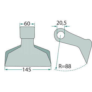 Ciocan batator - 145mm, 20,5x60, R88 - tocator resturi vegetale - GRANIT [18063-RM-1-20]