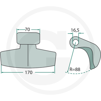 Ciocan batator - 170mm, 16,5x70, R88 - tocator resturi vegetale - GRANIT [18063-M-1]