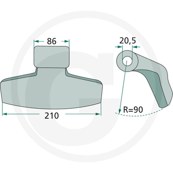 Ciocan batator - 210mm, 20.5x86, R90 - tocator resturi vegetale - GRANIT [18063-WIL-51]