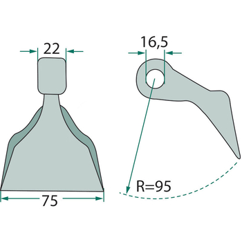 Ciocan batator - 75mm, Ø16,5x22, R95 - tocator vegetale Agritec s.a. - GRANIT [18063-RM-32]