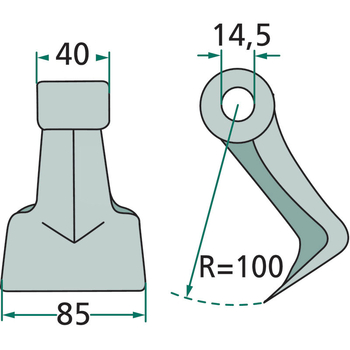 Ciocan batator - 85mm, Ø14,5x40, R100 - tocator resturi vegetale - GRANIT [18063-M-37-14]