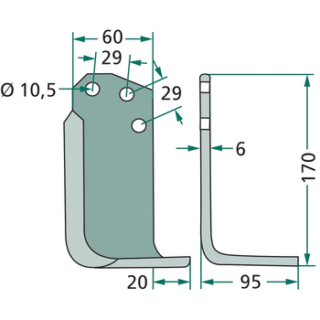 Cutit freza - unghiular, dreapta - Agria - GRANIT [180AGR-09R]