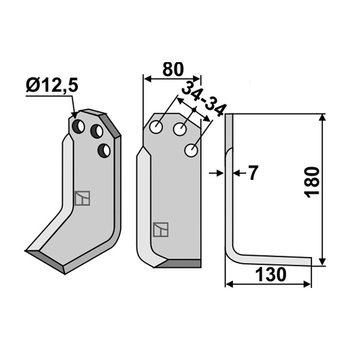 Cutit unghiular - dreapta - freza Agritalia / Carraro - Industriehof [CRR-01R]