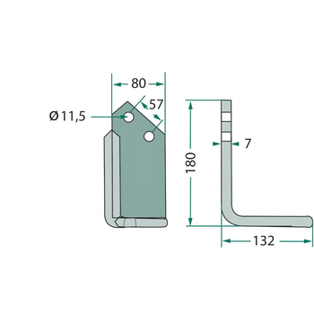 Cutit freza - unghiular, dreapta, 180x132x7 - Howard / Kongskilde - GRANIT [180HOW-11R]