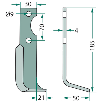 Cutit freza - unghiular, stanga - Agria - GRANIT [180AGR-04L]