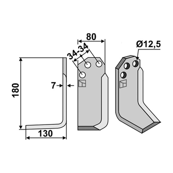 Cutit unghiular - stanga - freza Agritalia / Carraro - Industriehof [CRR-01L]