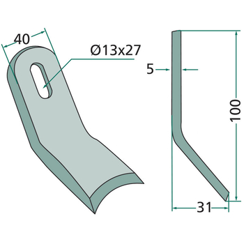 Cutit Y - 40x100x5, Ø13x27 - tocator vegetale Mulag s.a. - GRANIT [18063-MUL-53]