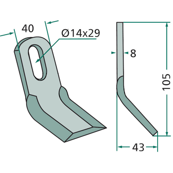 Cutit Y - 40x105x8, Ø14x29 - tocator vegetale Ferri s.a. - GRANIT [18063-FEI-15]