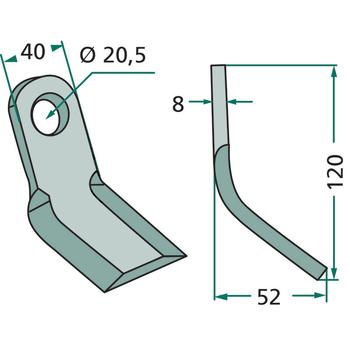 Cutit Y - 40x120x8, Ø20,5 - tocator vegetale Agrimaster s.a. - GRANIT [18063-AGM-03]