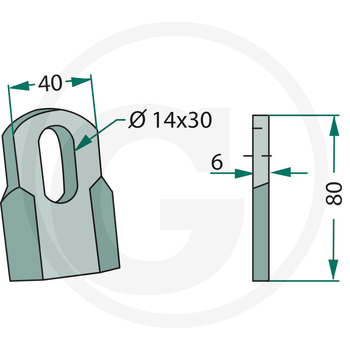 Cutit - 40x80x6, Ø14x30 - tocator vegetale Ferri s.a. - GRANIT [18063-FEI-58]