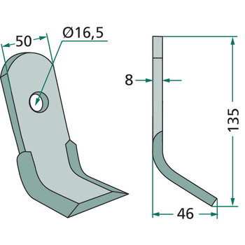  Cutit Y - 50x135x8, Ø16,5 - tocator vegetale Humus - GRANIT [18063-HUM-02]