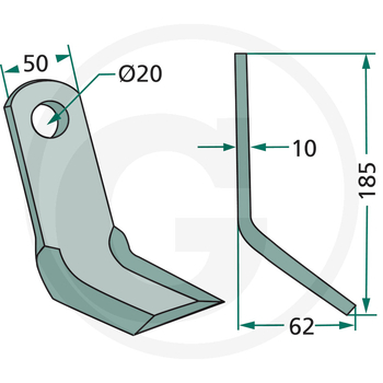 Cutit Y - 50x185x10, Ø20 - tocator vegetale Agrimaster s.a. - GRANIT [18063-ZAP-08]
