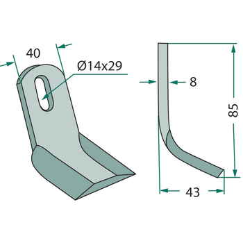 Cutit Y - 40x85x8, Ø14x29 - tocator vegetale Ferri s.a. - GRANIT [18063-FEI-13]