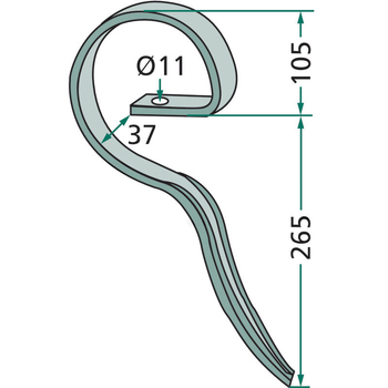 Dinte arc cultivator - fata, 25x8x370 - GRANIT [23532 RS2982 GL]