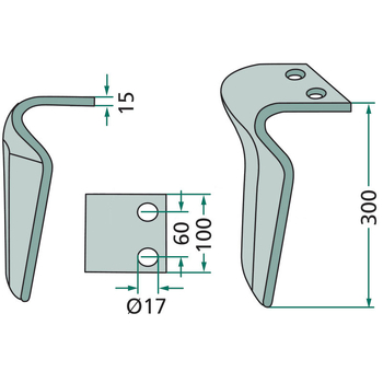 Dinte grapa rotativa - stanga - GRANIT [180RH-MAS-50L]