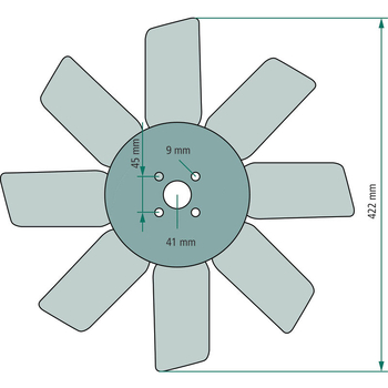 Elice ventilator - 422mm, 8pale - tractor John Deere - GRANIT [74712224]