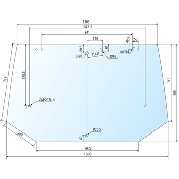 Geam cabina - spate, superior (luneta) - tractor JXU, MXM / Fiat / Ford / T5000, TL, TLA - GRANIT [650886501]