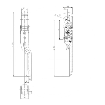 Inchizatoare basculabila - 664N, maner curbat, dreapta - GRANIT [22010103]