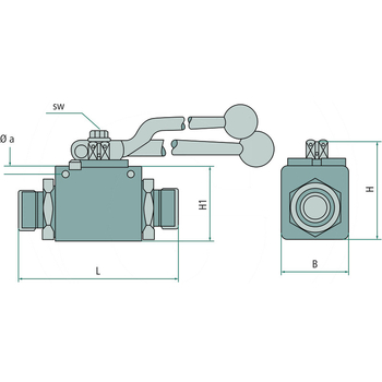 Robinet cu bila - 2 cai, BKH 2-15L DN13 (M22x1,5), cu orificii montare - Pister [81522026]