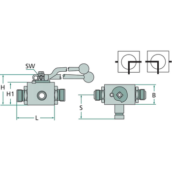 Robinet cu bila - 3 cai, BKH-3L-15L DN13 (M22x1,5) - GRANIT [81520016]