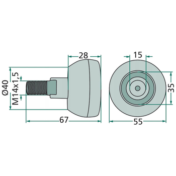 Rola alergatoare - cu ax - grebla rotativa Pottinger SK 250, 300 - GRANIT [64700238060201F]