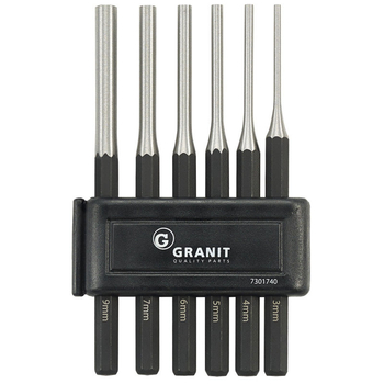 Set dornuri - 3-4-5-6-7-9 mm, 6buc in suport plastic - GRANIT BLACK EDITION [7301740]