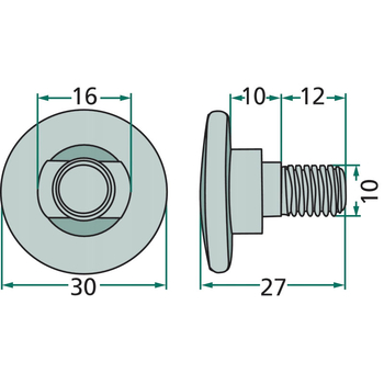 Surub cu piulita - M10, ptr lama cositoare 3mm / Ø16,2 - GRANIT [52556150100 K]