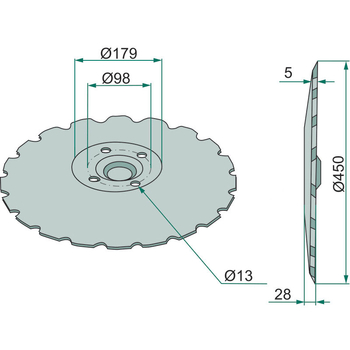 Taler disc - concav, crestat, 450x5 - GRANIT [18031-0594]