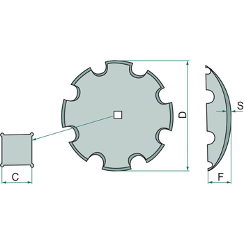 Taler disc - concav, crestat, 460x3, 30x30 - GRANIT [1804700032]