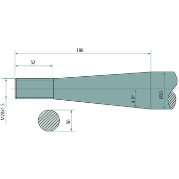 Tep incarcator frontal - L980, M28x1,5, drept, profil rotund, cu piulita conica SW41 - GRANIT [11479021]