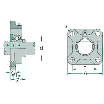 Lagar cu rulment - cu flansa 4 gauri, UCF 204 - GRANIT [805UCF 204]