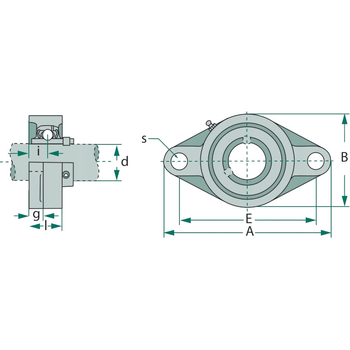 Lagar cu rulment - cu flansa 2 gauri, UCFL 208 - GRANIT [805UCFL 208]