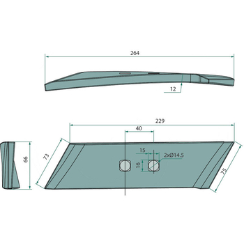 Varf brazdar - dreapta, 12mm - GRANIT [56034 053090]