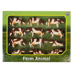 Set figurine - 12 vaci baltate (rosu cu alb), culcate si in picioare - Kids Globe - [600KG571968]